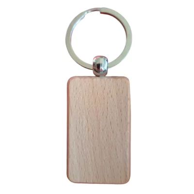 Porte‑clé rectangle arrondi en bois clair – Personnalisable en ligne