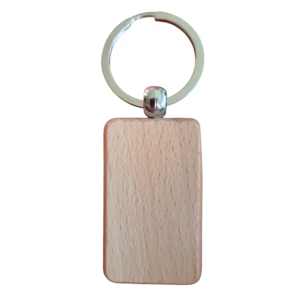 Porte‑clé rectangle arrondi en bois clair – Personnalisable en ligne