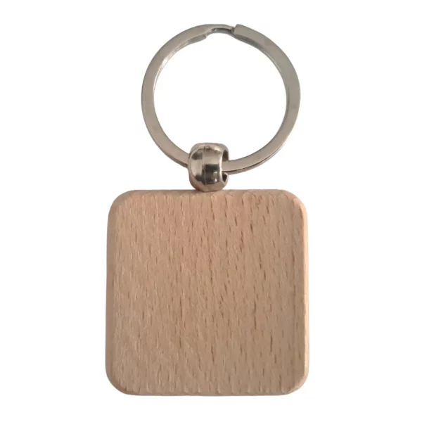 Porte‑clé carré en bois clair – Personnalisable en ligne