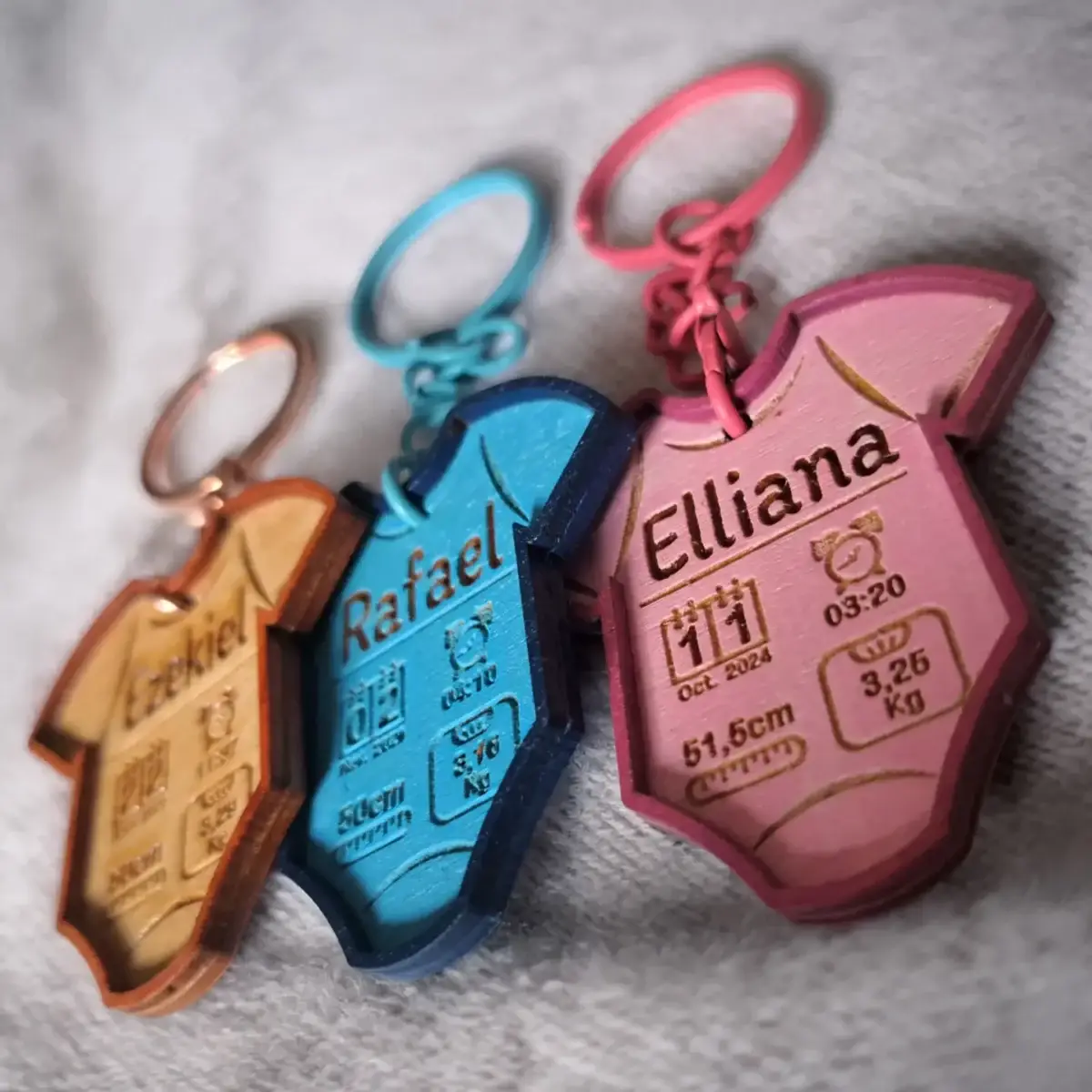 Porte‑clé de naissance en bois – Personnalisable en ligne