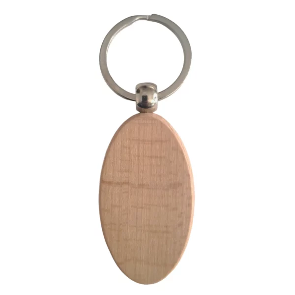 Porte‑clé ovale en bois clair – Personnalisable en ligne