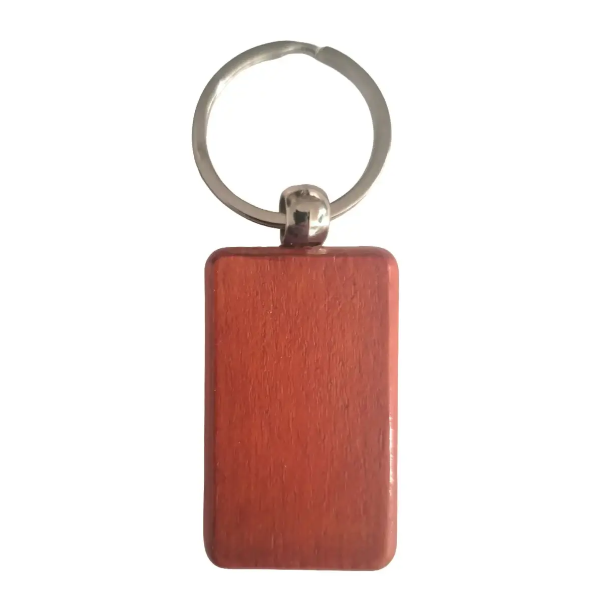 Porte‑clé rectangle arrondi en bois foncé – Personnalisable en ligne