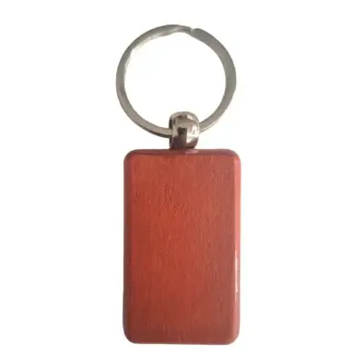 Porte‑clé rectangle arrondi en bois foncé – Personnalisable en ligne
