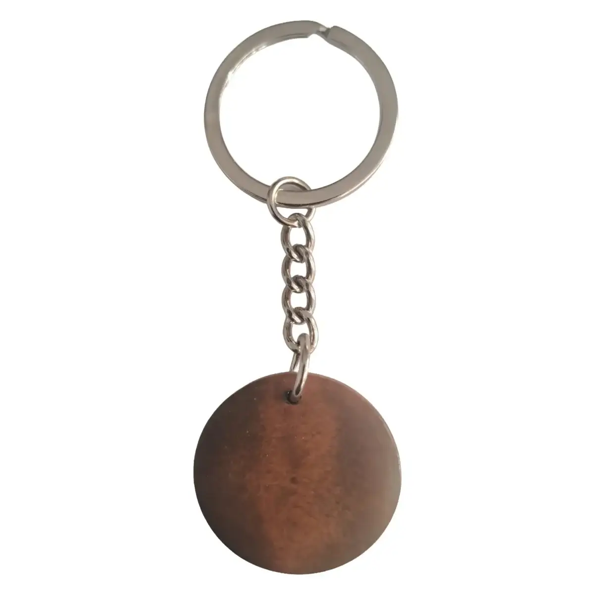 Porte‑clé rond mini en bois foncé – Personnalisable en ligne